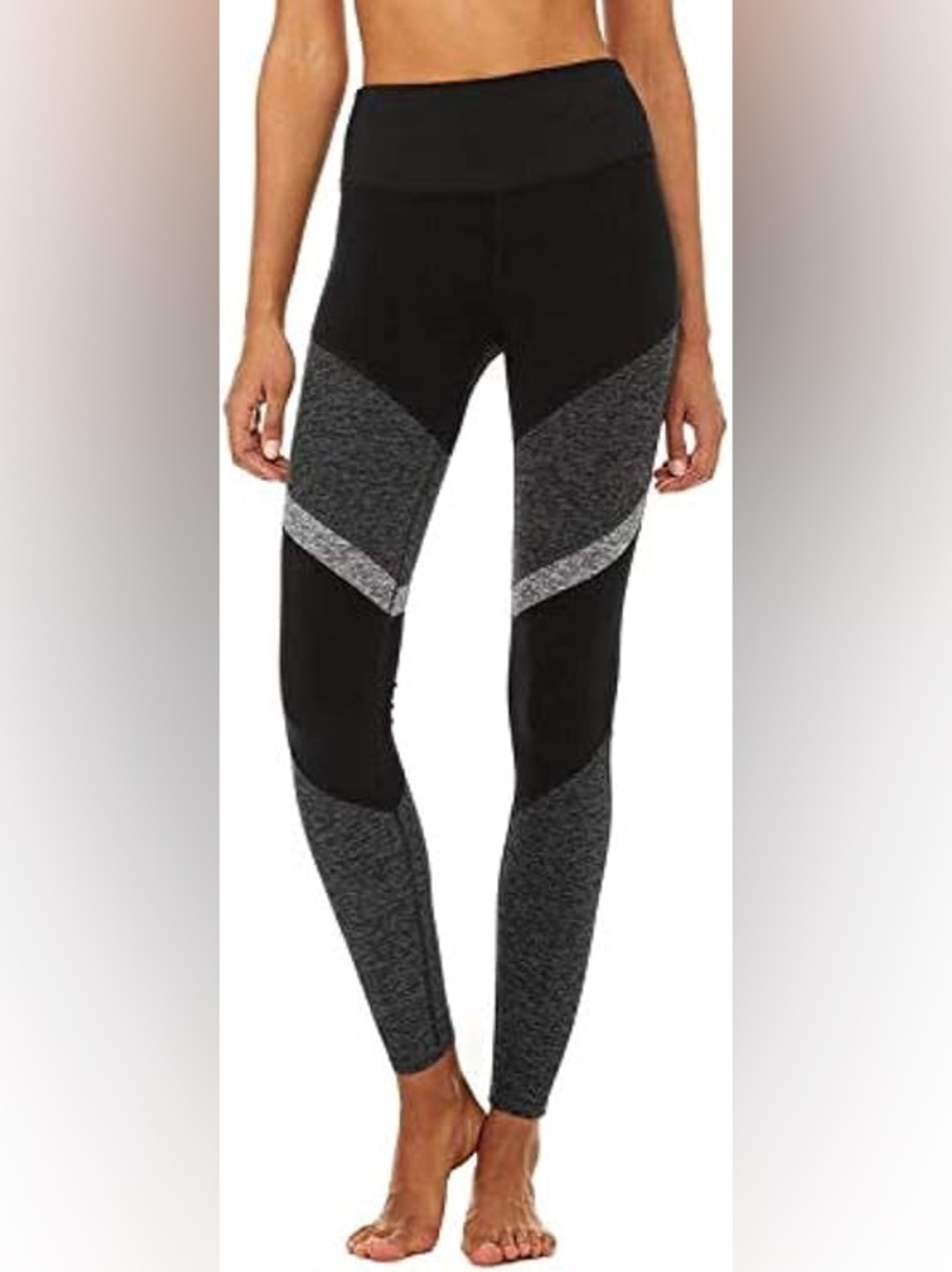 ALO Yoga Black and Grey Colorblock High-Rise Leggings